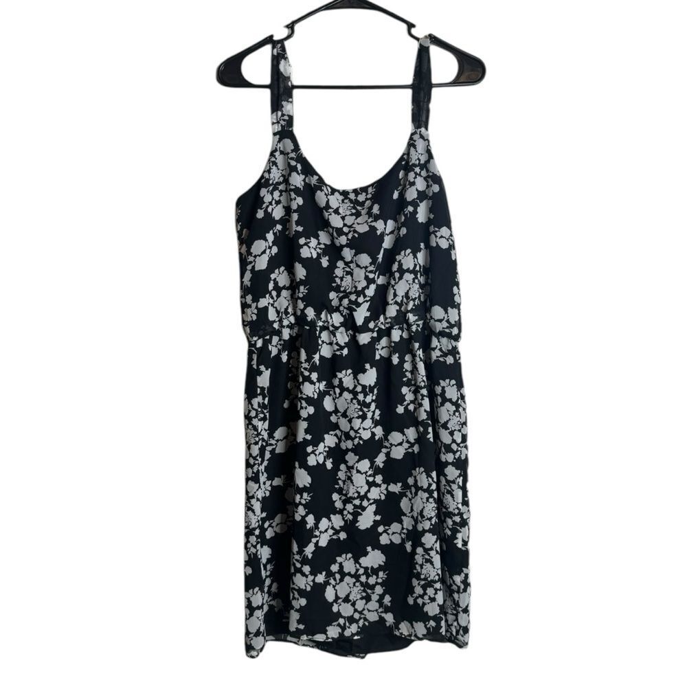 White House Black Market Black Floral Dress size 10 - Picture 2 of 6